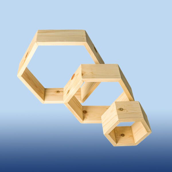 Hexagonal Wooden Shelf: Aesthetic and Functional Addition to Every Corner in Your Home, Three Pieces Strong