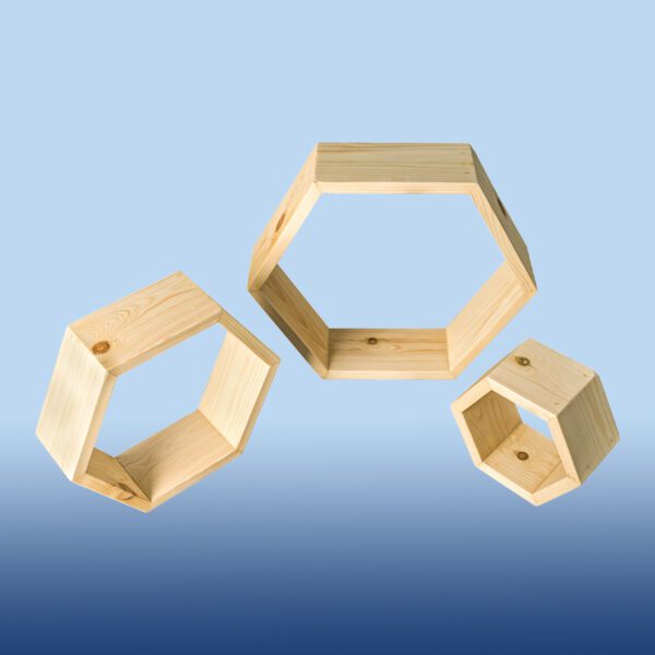 Hexagonal Wooden Shelf: Aesthetic and Functional Addition to Every Corner in Your Home, Three Pieces Strong