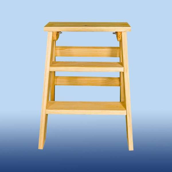 Three-Step Wooden Stepladder