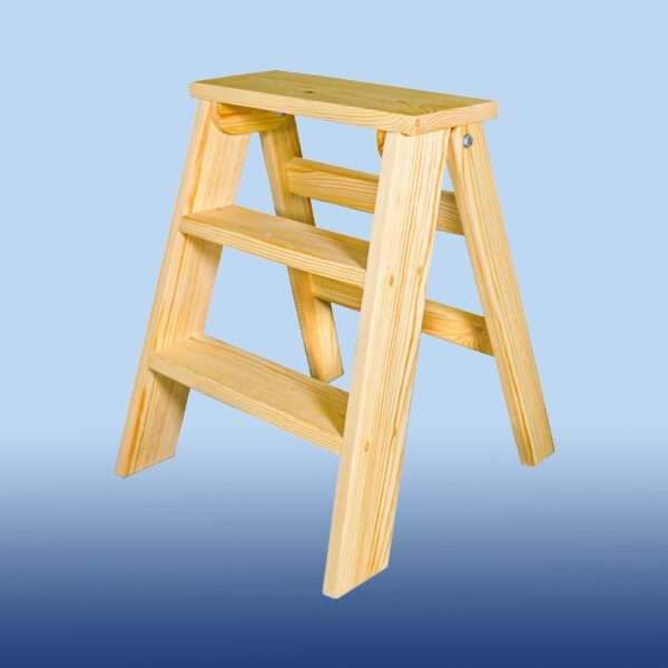 Three-Step Wooden Stepladder