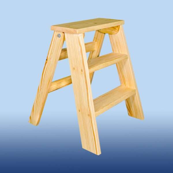 Three-Step Wooden Stepladder